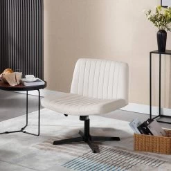 Relaxsessel Ohne Armlehne, Bürostuhl, Höhenverstellbar, 360° Drehbar -Möbel Store Relaxsessel ohne Armlehne Burostuhl hohenverstellbar 360 drehbar W0ATT0270 cremeweiss2 1280x1280