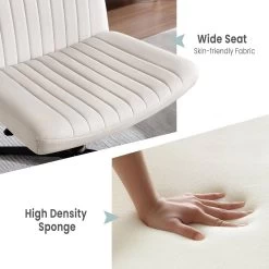 Relaxsessel Ohne Armlehne, Bürostuhl, Höhenverstellbar, 360° Drehbar -Möbel Store Relaxsessel ohne Armlehne Burostuhl hohenverstellbar 360 drehbar W0ATT0270 cremeweiss7 1280x1280