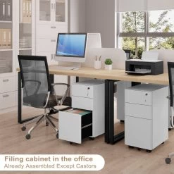 WOLTU Rollcontainer, Aktenschrank Abschließbar, Mit 3 Schubladen 5 Rollen Hängeregistratur -Möbel Store Rollcontainer Aktenschrank abschliessbar 3 Schubladen 5 Rollen Haengeregistratur W0ATT0324 Weiss8 1280x1280