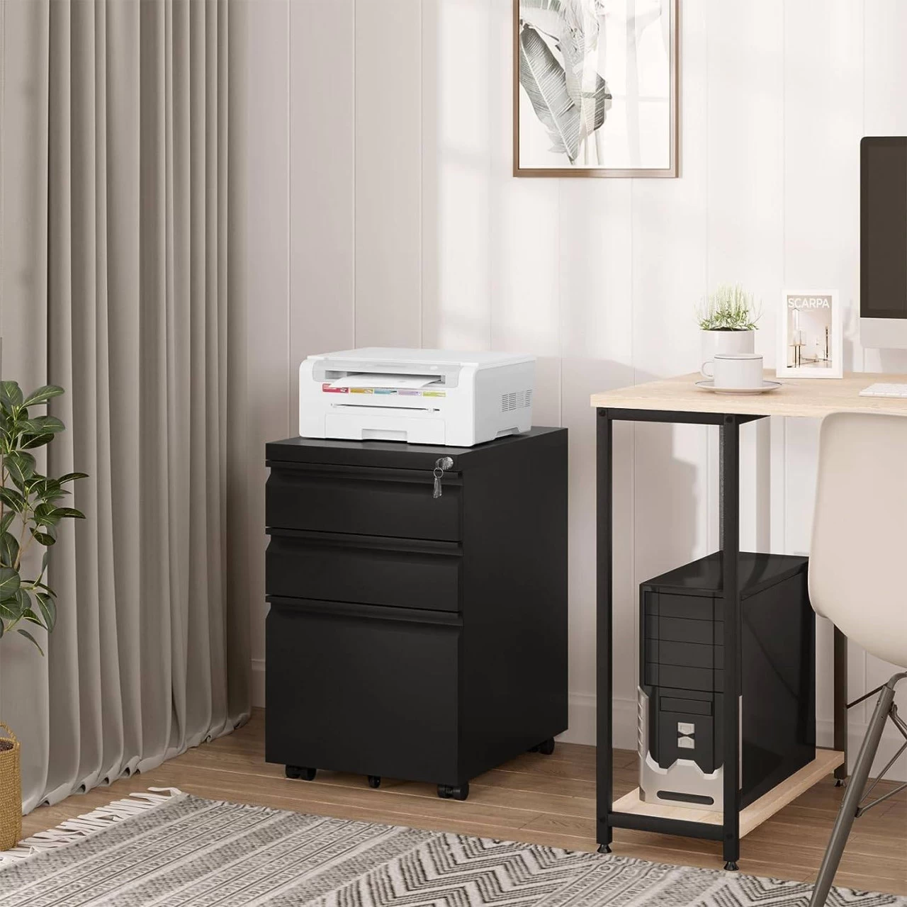 Rollcontainer, Aktenschrank Mit 3 Schubladen, 39x62x48 Cm 2 Rollcontainer, Aktenschrank Mit 3 Schubladen, 39x62x48 Cm – Bild 2