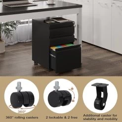 Rollcontainer, Aktenschrank Mit 3 Schubladen, 39x62x48 Cm 16 Rollcontainer, Aktenschrank Mit 3 Schubladen, 39x62x48 Cm -Möbel Store Rollcontainer Aktenschrank mit 3 Schubladen 39x62x48 cm W0ATT0068 schwarz8 1280x1280