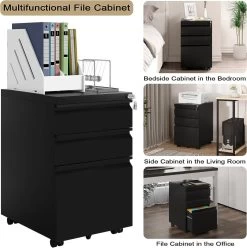 Rollcontainer, Aktenschrank Mit 3 Schubladen, 39x62x48 Cm 17 Rollcontainer, Aktenschrank Mit 3 Schubladen, 39x62x48 Cm -Möbel Store Rollcontainer Aktenschrank mit 3 Schubladen 39x62x48 cm W0ATT0068 schwarz9 1280x1280
