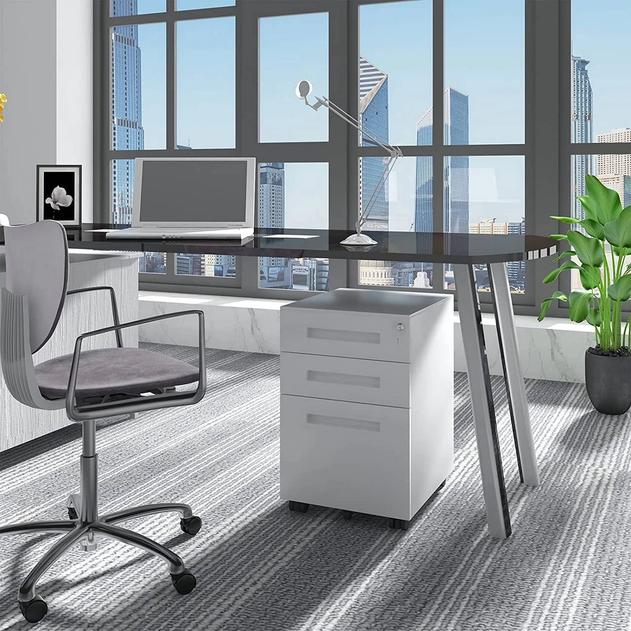 Rollcontainer Büroschrank Metall Mit 3 Schubladen Vormontiert 2 Rollcontainer Büroschrank Metall Mit 3 Schubladen Vormontiert – Bild 2