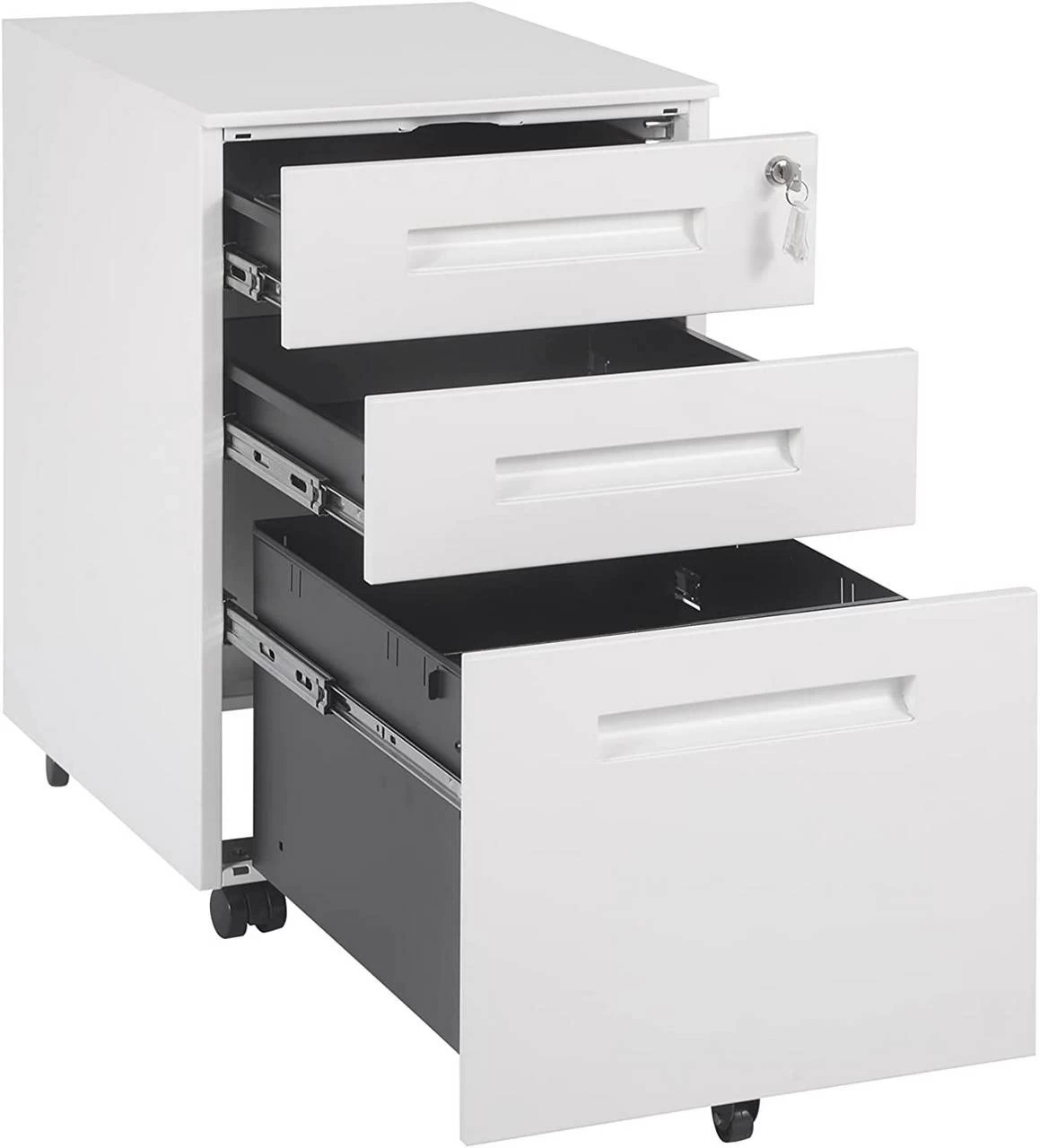 Rollcontainer Büroschrank Metall Mit 3 Schubladen Vormontiert 4 Rollcontainer Büroschrank Metall Mit 3 Schubladen Vormontiert – Bild 4