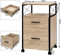 WOLTU Rollcontainer, Mit 2 Schubladen, Offenem Fach, Rollen, Für A4/Letter-Ordner -Möbel Store Rollcontainer mit 2 Schubladen offenem Fach Rollen A4 Letter Ordner W0ATT0387 Helle Eiche3 1280x1280