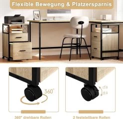 WOLTU Rollcontainer, Mit 2 Schubladen, Offenem Fach, Rollen, Für A4/Letter-Ordner -Möbel Store Rollcontainer mit 2 Schubladen offenem Fach Rollen A4 Letter Ordner W0ATT0387 Helle Eiche6 1280x1280