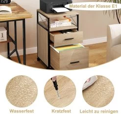 WOLTU Rollcontainer, Mit 2 Schubladen, Offenem Fach, Rollen, Für A4/Letter-Ordner -Möbel Store Rollcontainer mit 2 Schubladen offenem Fach Rollen A4 Letter Ordner W0ATT0387 Helle Eiche8 1280x1280
