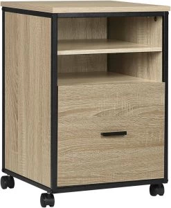 Rollcontainer Mit Schublade, Mobiler Aktenschrank Mit 2 Offenen Fächern, 40x60x40 Cm