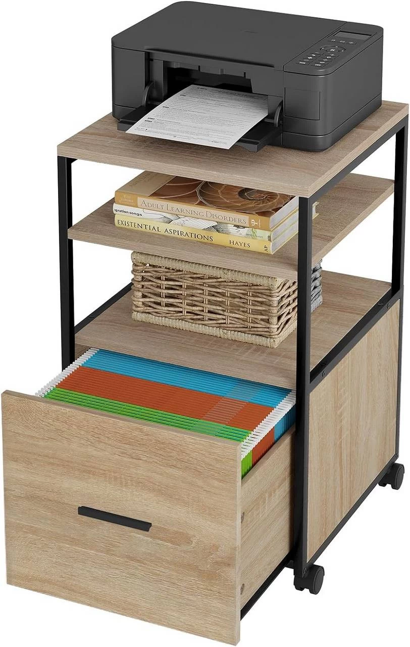 WOLTU Rollcontainer, Mobiler Aktenschrank Mit 1 Schublade 2 Offenen Fächern 1 WOLTU Rollcontainer, Mobiler Aktenschrank Mit 1 Schublade 2 Offenen Fächern