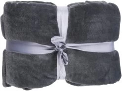 Samtweiche TV-Decke Mit Ärmel Fußsack Und 2 Taschen Grau