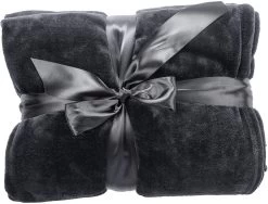 Samtweiche TV-Decke Mit Ärmel Fußsack Und 2 Taschen Schwarz