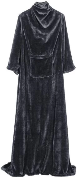 Samtweiche TV-Decke Mit Ärmel Fußsack Und 2 Taschen Schwarz -Möbel Store Samtweiche TV Decke mit Aermel Fusssack und 2 Taschen BWK5010sz schwarz8 1280x1280