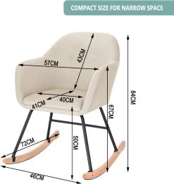 Schaukelstuhl Relaxstuhl Schaukelsessel Schwingsessel Samt Stahl Massivholz Cremeweiß -Möbel Store Schaukelstuhl Relaxstuhl Schaukelsessel Schwingsessel Samt Stahl Massivholz SKS16cm Cremeweiss5 1280x1280