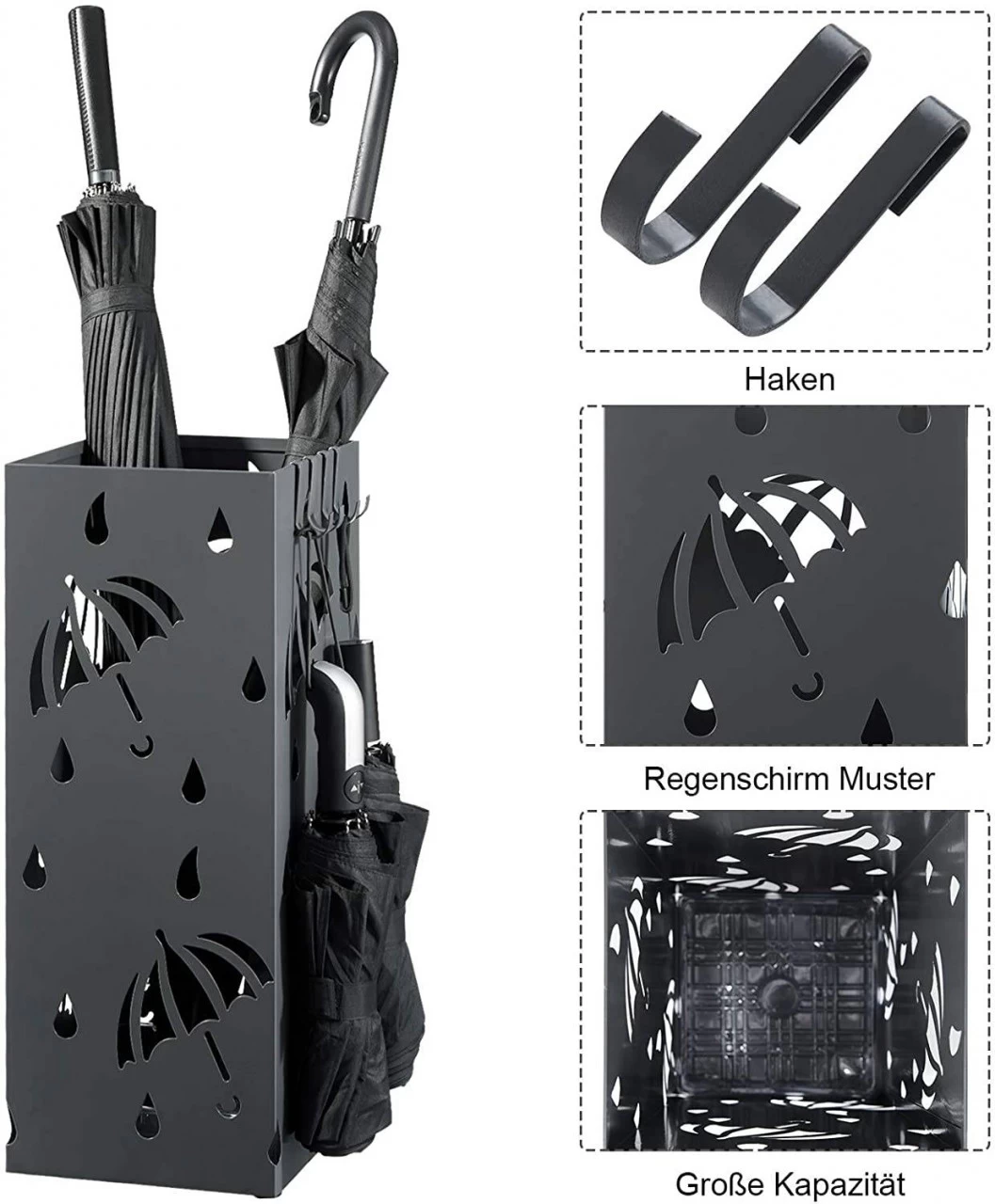 Schirmständer Regenschirmständer Mit Wasserauffangschale Rechteck 2 Schirmständer Regenschirmständer Mit Wasserauffangschale Rechteck – Bild 2