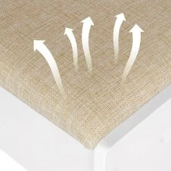 Schminkhocker, Sitzhocker Mit Leinenbezug, 150 Kg Belastbar, Aus Holz, Weiß Beige -Möbel Store Schminkhocke Sitzhocker mit Leinenbezug 150 kg belastbar aus Holz MB6098be Weiss Beige8 1280x1280