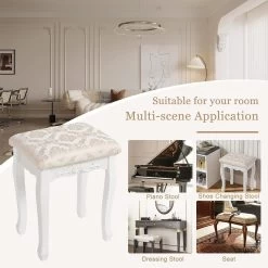 Schminkhocker Sitzhocker, Barock Polsterhocker, MDF Holz, Weiß Lackiert -Möbel Store Schminkhocker Sitzhocker Barock Polsterhocker MDF Holz Weiss lackiert MB6011 Weiss2 1280x1280