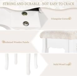 Schminkhocker Sitzhocker, Barock Polsterhocker, MDF Holz, Weiß Lackiert -Möbel Store Schminkhocker Sitzhocker Barock Polsterhocker MDF Holz Weiss lackiert MB6011 Weiss3 1280x1280