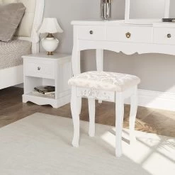 Schminkhocker Sitzhocker, Barock Polsterhocker, MDF Holz, Weiß Lackiert -Möbel Store Schminkhocker Sitzhocker Barock Polsterhocker MDF Holz Weiss lackiert MB6011 Weiss5 1280x1280