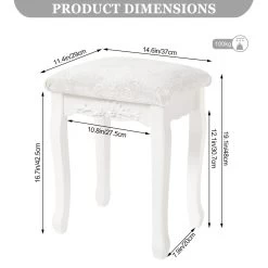 Schminkhocker, Sitzhocker, Polsterhocker, MDF Holz, Weiß Lackiert, Cremeweiß -Möbel Store Schminkhocker Sitzhocker Polsterhocker MDF Holz Weiss lackiert MB6015cm Cremeweiss6 1280x1280