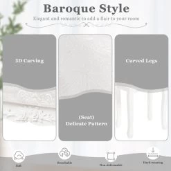 Schminkhocker, Sitzhocker, Polsterhocker, MDF Holz, Weiß Lackiert, Cremeweiß -Möbel Store Schminkhocker Sitzhocker Polsterhocker MDF Holz Weiss lackiert MB6015cm Cremeweiss7 1280x1280