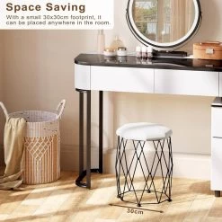 WOLTU Schminkhocker, Sitzhocker Polsterhocker Samt, Mit Metallrahmen, Weiß+Schwarz -Möbel Store Schminkhocker Sitzhocker Polsterhocker Samt mit Metallrahmen W0ETT0185 Weiss Schwarz7 1280x1280