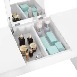Schminktisch Kosmetiktisch Mit Hocker Und Klappbar Spiegel, Weiß -Möbel Store Schminktisch Kosmetiktisch mit Hocker klappbar Spiegel Hochglanz Tischplatte MB6047ws Weiss3 1280x1280