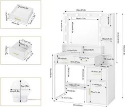 Schminktisch Mit LED-Beleuchtung Spiegel, 3 Einstellbare Helligkeiten, Weiß -Möbel Store Schminktisch LED Beleuchtung Spiegel 3 einstellbare Helligkeiten W0ETT0119 weiss3 1280x1280