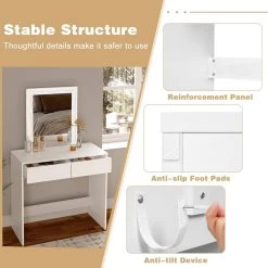 Schminktisch Mit Beleuchtung, Mit Spiegel, 80x132,5x39,5 Cm, Weiß -Möbel Store Schminktisch mit Beleuchtung mit Spiegel 80x132 5x39 5 cm W0ETT0038 Weiss7 1280x1280