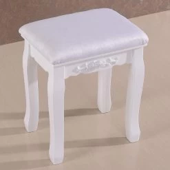 Schminktisch Mit Hocker Kosmetiktisch Mit 3 Spiegel Und 4 Schubladen, Weiß -Möbel Store Schminktisch mit Hocker 3 Spiegel 4 Schubladen MDF 90x145x40cm BxHxT MB6027cm Weiss2 1280x1280