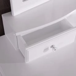 Schminktisch Mit Hocker Kosmetiktisch Mit 3 Spiegel Und 4 Schubladen, Weiß -Möbel Store Schminktisch mit Hocker 3 Spiegel 4 Schubladen MDF 90x145x40cm BxHxT MB6027cm Weiss4 1280x1280