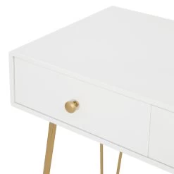 Schminktisch Mit Hocker Rundem Spiegel Und 2 Schubladen, Weiß+Golden -Möbel Store Schminktisch mit Hocker rundem Spiegel und 2 Schubladen Z DRT70whi Weiss Golden9 1280x1280