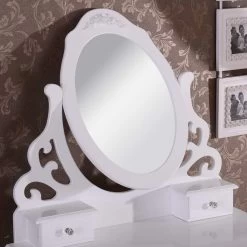 Schminktisch Kosmetiktisch Frisiertisch Mit Spiegel 4 Schubladen Weiß -Möbel Store Schminktisch mit Spiegel und Hocker MB6024cm MB6024cm 6 1280x1280