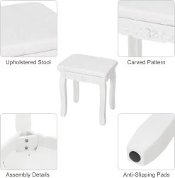 Schminktisch Mit Spiegel Und Hocker MDF Und Massives Kiefernholz Weiß 15 Schminktisch Mit Spiegel Und Hocker MDF Und Massives Kiefernholz Weiß -Möbel Store Schminktisch mit Spiegel und Hocker MDF und massives Kiefernholz MB6025cm Weiss3 1280x1280