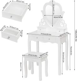 Schminktisch Mit Spiegel Und Hocker MDF Und Massives Kiefernholz Weiß 11 Schminktisch Mit Spiegel Und Hocker MDF Und Massives Kiefernholz Weiß -Möbel Store Schminktisch mit Spiegel und Hocker MDF und massives Kiefernholz MB6025cm Weiss7 1280x1280
