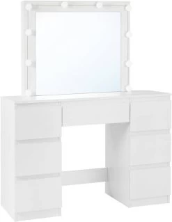 Schminktisch Mit Großem Spiegel, LED-Beleuchtung, Weiß, 110x140,5x39,5 Cm -Möbel Store Schminktisch mit grossem Spiegel LED Beleuchtung 110x140 5x39 5 cm W0ETT0020 Weiss9 1280x1280