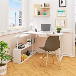 Schreibtisch Eckschreibtisch Arbeitstisch PC Laptop Tisch, Mit Ablagen, MDF -Möbel Store Schreibtisch Arbeitstisch mit Ablagen MDF Weiss TS65ws 113F07LaY7eiysP 1280x1280