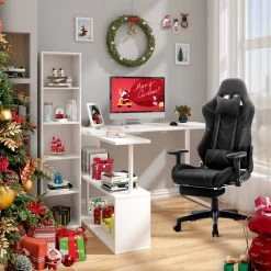 Schreibtisch Eckschreibtisch Arbeitstisch PC Laptop Tisch, Mit Ablagen, MDF -Möbel Store Schreibtisch Arbeitstisch mit Ablagen MDF Weiss TS65ws 130HzxNYceI7gYh 1280x1280