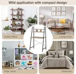 Schreibtisch Büromöbel PC Tisch Arbeitstisch Mit Ablage, Aus Holz Und Stahl -Möbel Store Schreibtisch B rom bel PC Tisch Arbeitstisch mit Ablage aus Holz und Stahl TSB05hei Hell Eiche schwarz2 1280x1280