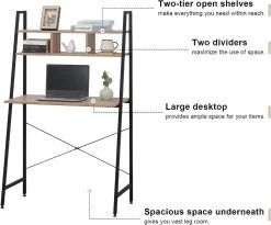 Schreibtisch Büromöbel PC Tisch Arbeitstisch Mit Ablage, Aus Holz Und Stahl -Möbel Store Schreibtisch B rom bel PC Tisch Arbeitstisch mit Ablage aus Holz und Stahl TSB05hei Hell Eiche schwarz4 1280x1280