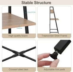 Schreibtisch Büromöbel PC Tisch Arbeitstisch Mit Ablage, Aus Holz Und Stahl -Möbel Store Schreibtisch B rom bel PC Tisch Arbeitstisch mit Ablage aus Holz und Stahl TSB05hei Hell Eiche schwarz5 1280x1280