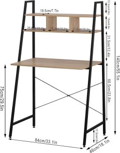 Schreibtisch Büromöbel PC Tisch Arbeitstisch Mit Ablage, Aus Holz Und Stahl -Möbel Store Schreibtisch B rom bel PC Tisch Arbeitstisch mit Ablage aus Holz und Stahl TSB05hei Hell Eiche schwarz6 1280x1280