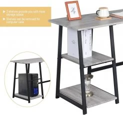 Schreibtisch Computertisch Mit 2 Ablage Holz Stahl -Möbel Store Schreibtisch Computertisch mit 2 Ablage Holz Stahl TSG25gr grau5 1280x1280