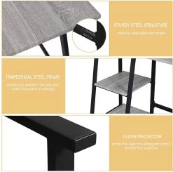 Schreibtisch Computertisch Mit 2 Ablage Holz Stahl -Möbel Store Schreibtisch Computertisch mit 2 Ablage Holz Stahl TSG25gr grau7 1280x1280