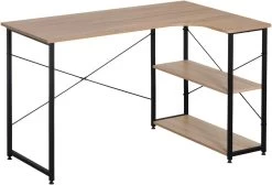 Schreibtisch PC Tisch Bürotisch Aus Holz&Stahl, Mit Ablagen,120x74x71,5 Cm -Möbel Store Schreibtisch PC Tisch B rotisch aus Holz Stahl mit Ablage ca 120x74x71 5 cm TSB06hei Heller Eiche schwarz1 1280x1280
