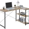 Schreibtisch PC Tisch Bürotisch Aus Holz&Stahl, Mit Ablagen,120x74x71,5 Cm