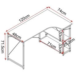 Geräumiger Arbeitstisch Schreibtisch Mit Zwei Ablagen Heller Eiche+weiß -Möbel Store Schreibtisch aus Holz und Stahl mit Ablage TSB11hei 3 1280x1280