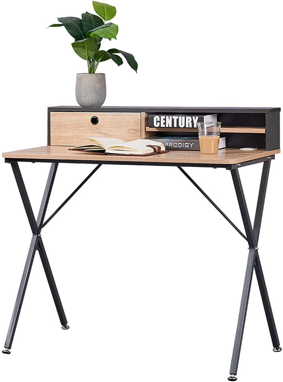 Schreibtisch Mit Ablage 90x50x88,5 Cm, Hell Eiche-grau 4 Schreibtisch Mit Ablage 90x50x88,5 Cm, Hell Eiche-grau – Bild 4