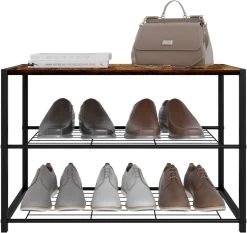 Schuhbank Schuhregal Badregal Mit Sitzfläche Schwarz + Holzoptik Vintage -Möbel Store Schuhbank Schuhregal mit Sitzfl che Badregal Sitzbank mit Ablagen Holz Metall SR0051dc Schwarz Holzoptik Vintage2 1280x1280