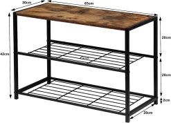 Schuhbank Schuhregal Badregal Mit Sitzfläche Schwarz + Holzoptik Vintage -Möbel Store Schuhbank Schuhregal mit Sitzfl che Badregal Sitzbank mit Ablagen Holz Metall SR0051dc Schwarz Holzoptik Vintage5 1280x1280