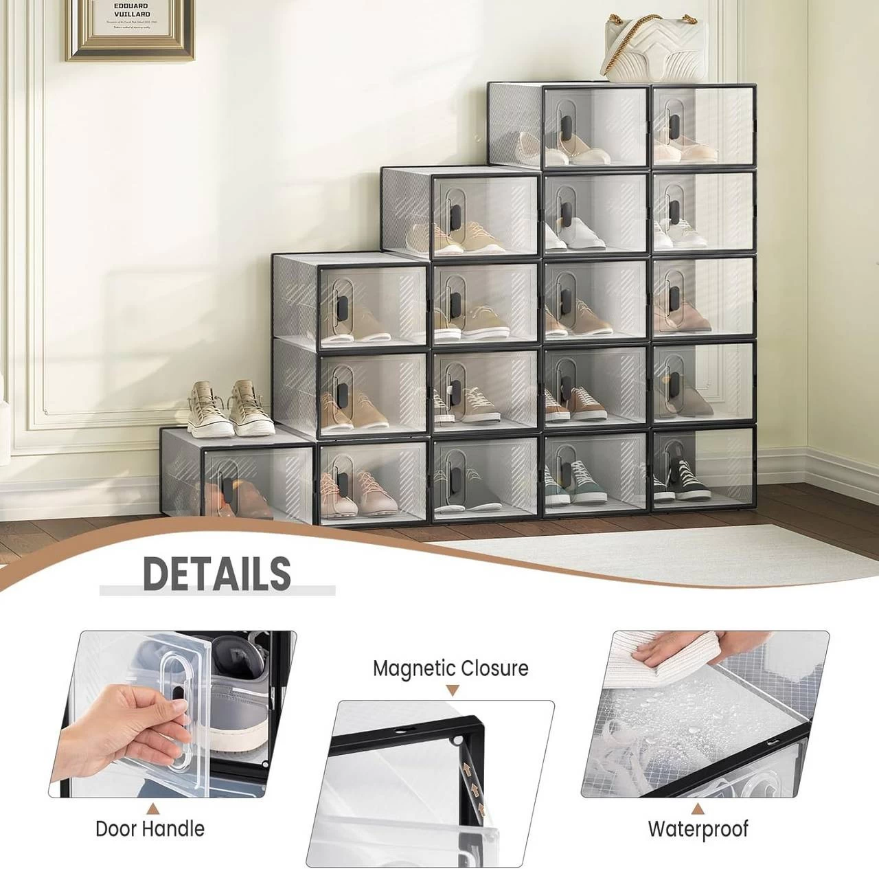 Schuhbox Stapelbar, Mit Magnetischer Tür, Kunststoffbox, 35x19x25 Cm 5 Schuhbox Stapelbar, Mit Magnetischer Tür, Kunststoffbox, 35x19x25 Cm – Bild 5